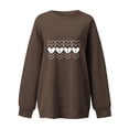 thumbnail image 3 of Crewneck Sweatshirts for Women Valentine's Day Cute Funny Graphic Print Pullover Tops Casual Long Sleeve Shirt(Brown,M), 3 of 4