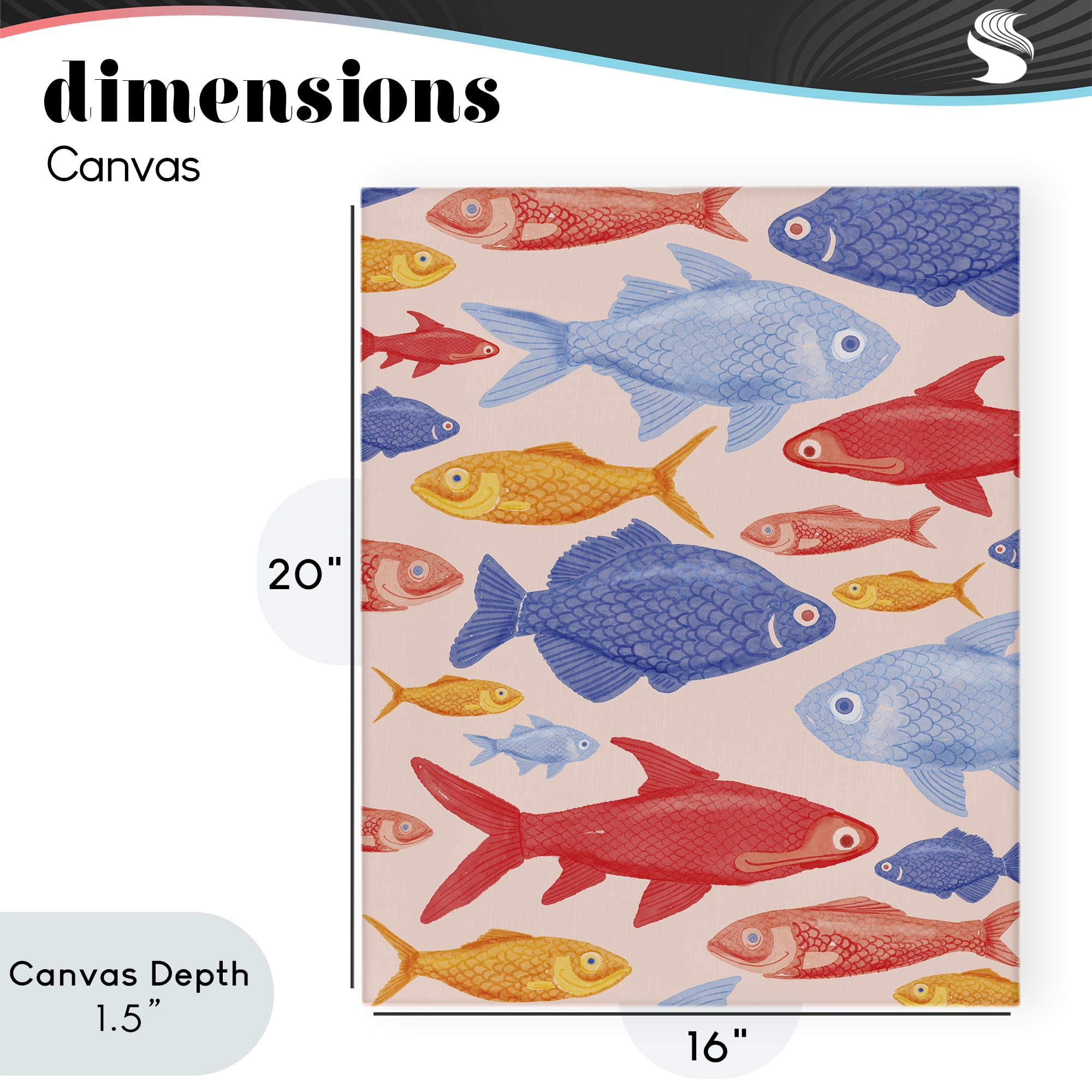 Stupell Industries Red Yellow and Blue Fish Canvas Wall Art, design by The Paper Curator