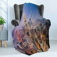 thumbnail image 4 of Urban Soft Flannel Fleece Blanket, Modern City Skyline Business District Skyscraper Towers Kuala Lumpur Malaysia, Cozy Plush for Indoor and Outdoor Use, 50" x 70", Orange Yellow Blue, by Ambesonne, 4 of 5
