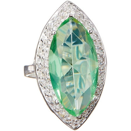 Pori Jewelers Marquise-Cut Green Peridot CZ Sterling Silver Ring