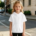 thumbnail image 6 of Bysome Boys Hoodies Solid Color Short Sleeve Hooded Tops Autumn Thermal Boys Sweatshirts Size 5-6 Years White, 6 of 6