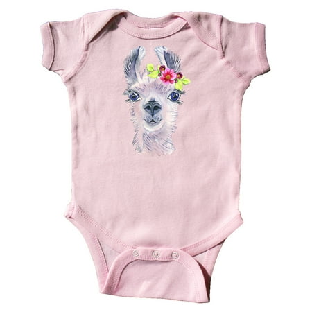 

Inktastic Cute Llama with Flower Gift Baby Boy or Baby Girl Bodysuit