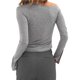thumbnail image 3 of Tops de Larga con Hombros Descubiertos para Mujer, Camisa de Cuello Vuelto para Salir en Otoño Gris M, 3 of 8