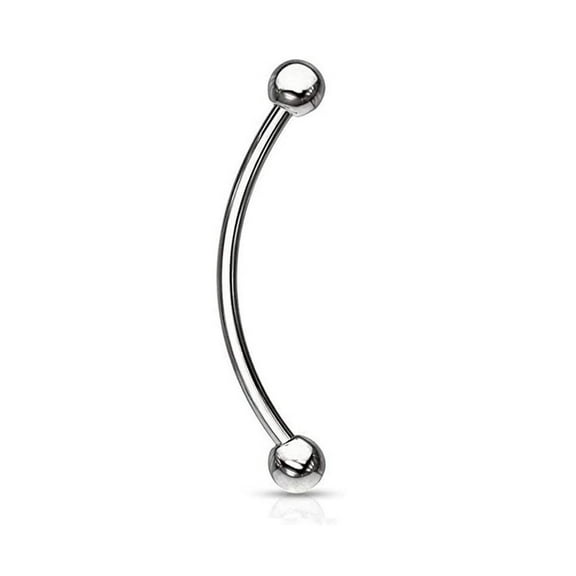 Surgical Steel Curved Barbell Tongue Ring 16 Gauge Snake Eye - Pair