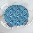 thumbnail image 3 of Ambesonne Paisley Fitted Round Tablecloth, Flowers Leaves and Dots, 56"- 60" Diameter, Blue, 3 of 5