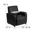 thumbnail image 4 of Flash Furniture George LeatherSoft Guest Chair with Tablet Arm, Cup Holder, and Casters, Black, 4 of 12