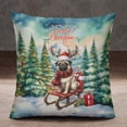 thumbnail image 2 of Merry Christmas Santa Reindeer Antlers Pug Sleigh Xmas Winter Holiday Pillowcase Double Sided Dog Lover Gifts Pillow Case Covers - 00023, 2 of 3