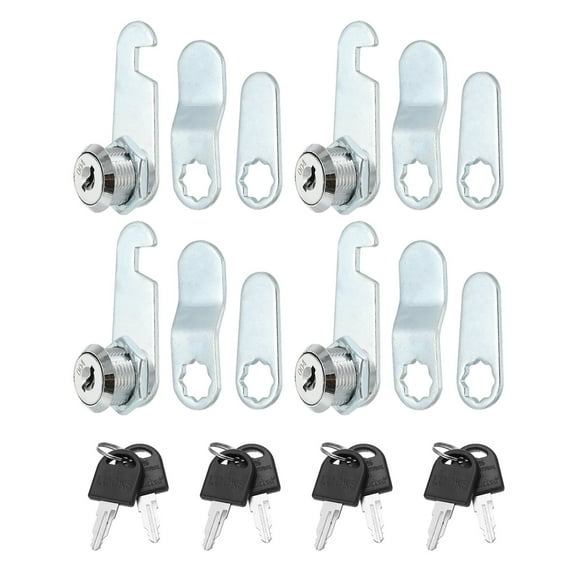 Uxcell 5/8" Zinc Alloy Cabinet Cam Locks Keyed Different for File Drawer Mailbox, Silver Tone 4 Pack