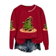 thumbnail image 6 of TTUHYWXI Christmas Sweatshirts for Women Christmas Cat Sweater Xmas Long Sleeve Shirts Holiday Crewneck Pullover Tops (Red, L), 6 of 7