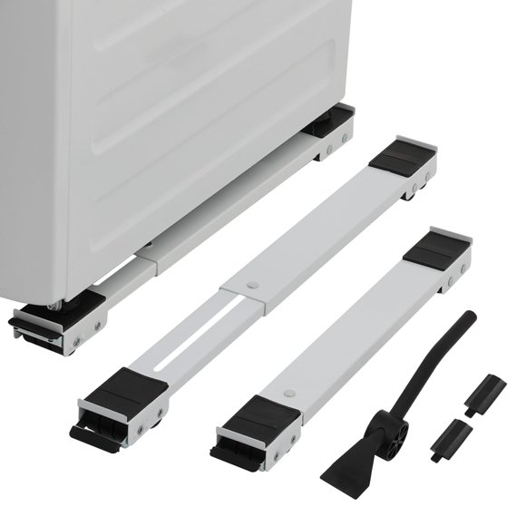 LUCKUP Heavy Duty Appliance Rollers W/Crowbar Extendable Washing Machine Stand Furniture Rollers Mobile Fridge Base Furniture Sliders for Refrigerators Washer and Dryer Support 660 lbs White