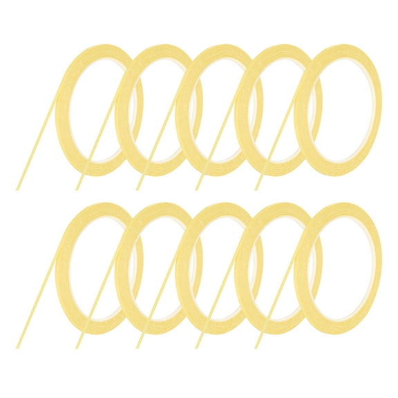 Uxcell 10 Rolls Whiteboard Tape Graphic Chart Tape 3mm 54.7 Yard Art Tape Thin Self-Adhesive Pinstripe Tape Masking Tape, Light Yellow