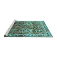 thumbnail image 2 of Ahgly Company Machine Washable Indoor Square Oriental Turquoise Blue Industrial Area Rugs, 7' Square, 2 of 4