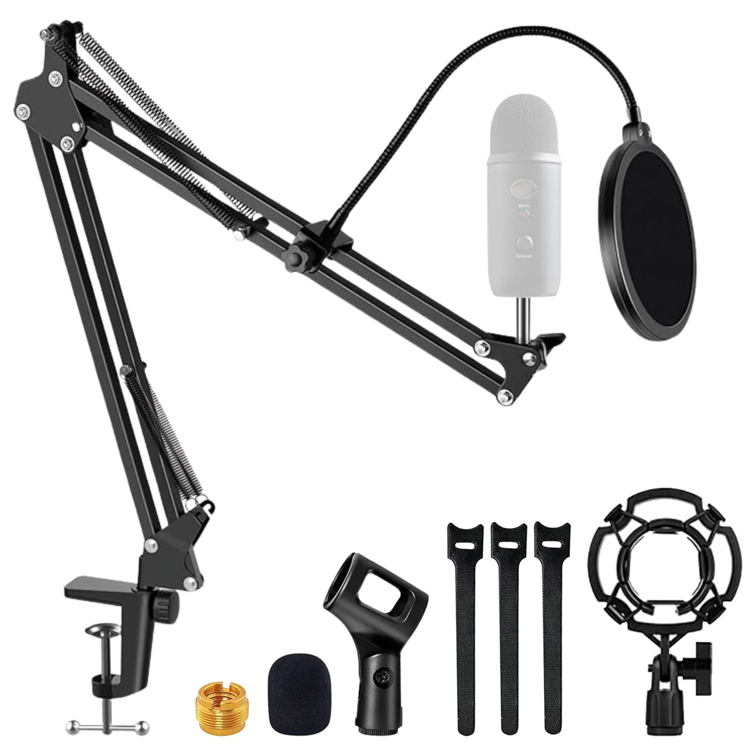 Upgraded Adjustable Cantilever Microphone Stand, with A Shockproof Cover, 3/8-inch To 5/8-inch Adapter, Shockproof Base and Cable Ties, A Total of 16 Stand Sets, Suitable for Broadcasting Studios.