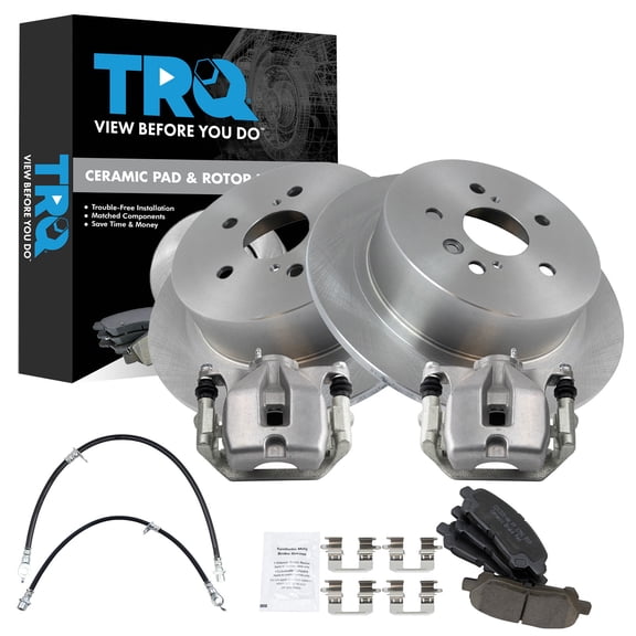 TRQ Rear Brake Pad & Rotor Kit Ceramic Fits 2008-2012 Toyota Highlander