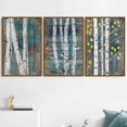 thumbnail image 2 of IDEA4WALL Framed Canvas Print Wall Art Set of 3 Retro Vintage Forest Trees on Wood Background Wall Decor Spring Birds Nature Wilderness Botanical Prints Minimal Bohemian Artwork - Natural 16"x24"x3, 2 of 4