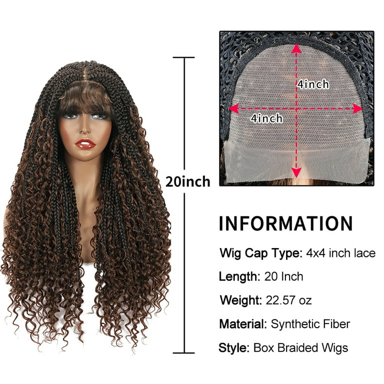 Short Curly Box Braid Lace Front Wig Boho Braids Wigs With Curly