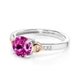 thumbnail image 4 of Gem Stone King 1.69 Ct Pink Created Sapphire White Diamond 925 Silver and 10K Rose Gold Ring (Size 5), 4 of 5