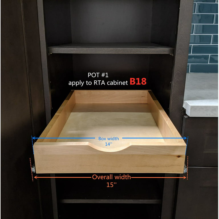 14'' Width Roll out Drawer Roll Out Tray Wood Pull Out Tray