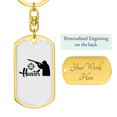 thumbnail image 3 of Hunter Man Stainless Steel or 18k Gold Premium Swivel Dog Tag Keychain, 3 of 8