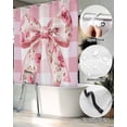 thumbnail image 5 of Split Shower Curtain for Transfer Bench, Pink Floral Print Fabric Shower Curtains for Bathroom, Checkered Bow Rose Flower Gingham Tub Sliding Transfer Bench Waterproof Bath Curtains 72"x84", 5 of 9