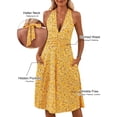 thumbnail image 2 of Vestido amarillo de verano HUHOT, halter, sin espalda, casual, 2 of 9