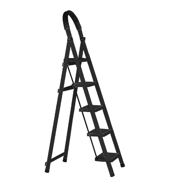 Escalera Tijera Plegable Lumax ZGS-718-5 5 Peldaños Tubular negro