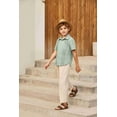 thumbnail image 6 of Arshiner Boys Cotton Linen Cuban Guayabera Shirt Short Sleeve Button Down Shirt Greeen 5-6 Years, 6 of 9