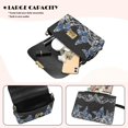thumbnail image 5 of SCRAWLGOD Butterfly Leaf Pearl Gemstone Print Black PU Leather Crossbody Bags for Women Crossbody Purse with Detachable Strap Zipped Pockets Handbag Shoulder Bag, 5 of 7
