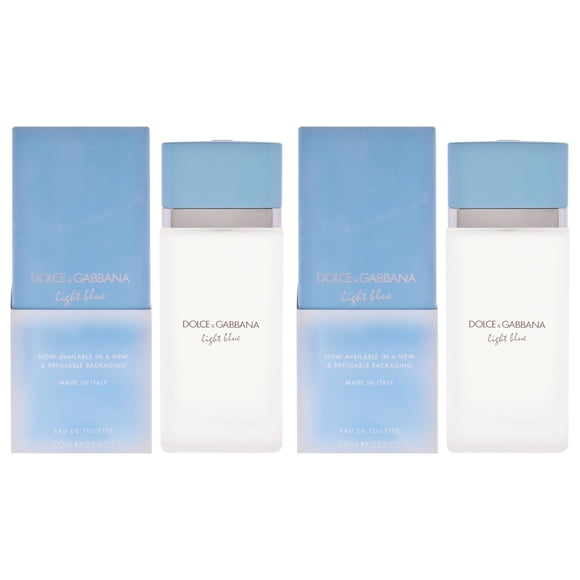 Light Blue par Dolce and Gabbana pour Femmes - Vaporisateur EDT 3,3 oz (Rechargeable) - Lot de 2