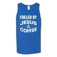 thumbnail image 2 of Wild Bobby, Fueled by Jesus and Coffee Funny Christian | Mens Inspirational/Christian Graphic Tank Top, Royal, X-Large, 2 of 3