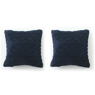 AUQ 2Pcs Throw Pillow Covers 18x18, Decorative Pillow Covers with Soft Plush Fabric, Geometric Design for Sofa and Bed,Navy Blue