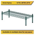 thumbnail image 2 of 12" x 30" x 8" Green Epoxy Wire Storage Shelf, Dunnage Rack, 1 Tier Small Shelf, 2 of 5