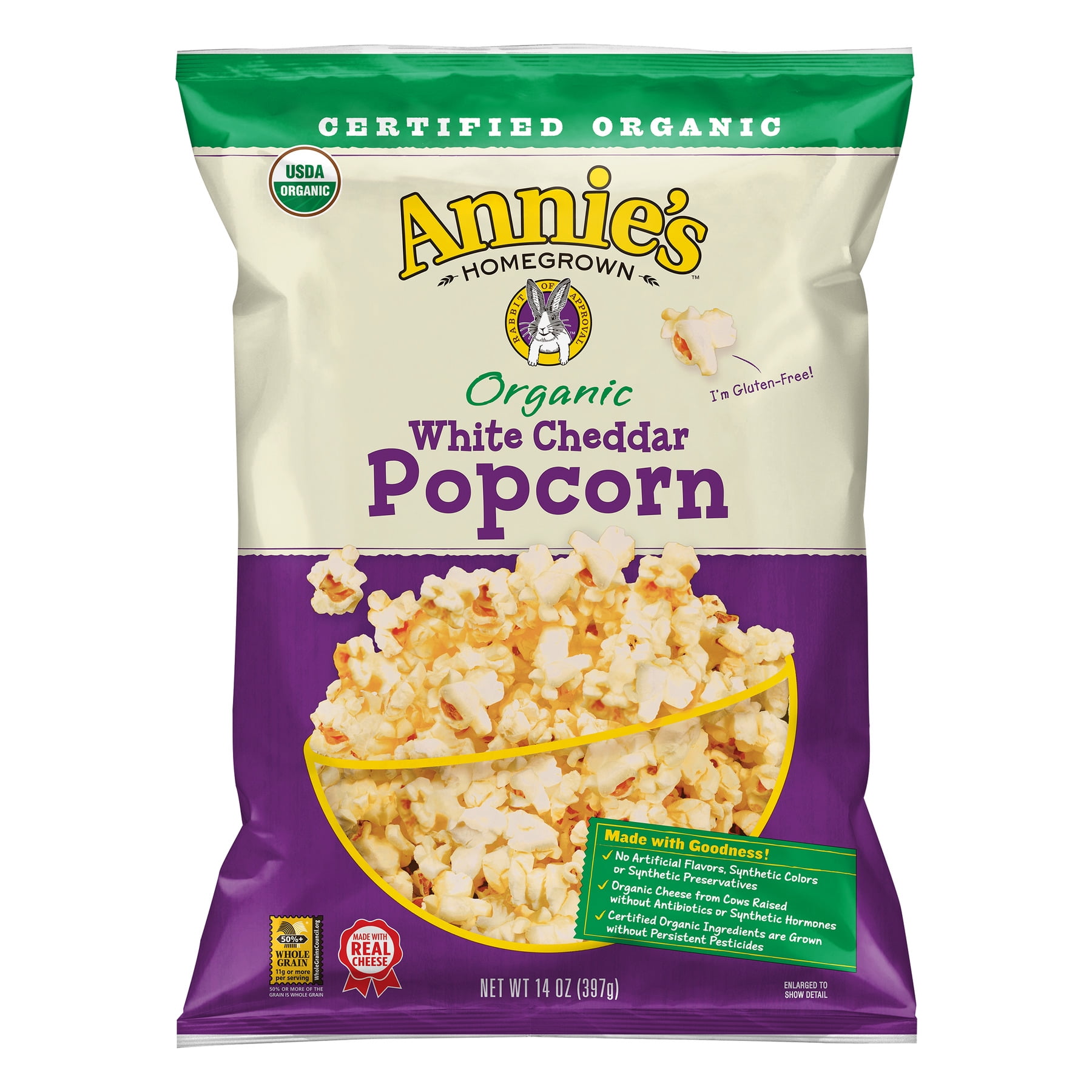 Annie's Organic White Cheddar Popcorn, 14 oz