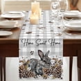 thumbnail image 3 of Table Runners 72 Inches Long Dress Scarves, Rabbits Pine Cone Farmhouse Kitchen Table Runner, Coffee Tablerunners, Sweet Home Texture Grey Plaid Farmhouse 18x72 Inch, 3 of 9