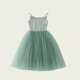 thumbnail image 3 of Vestido sin mangas de cuello redondo para niña, color liso, cuello redondo, sin mangas, con tirantes de malla, vestido informal de verano para exteriores, vestido de poliéster para niña, 3 of 5
