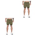 thumbnail image 2 of Greeniant Pantalones cortos deportivos de verano para hombre, pantalones cortos 2 en 1 de doble capa, pantalones cortos deportivos de secado rápido, ejercito verde M 2piezas Greeniant CBP127002, 2 of 5