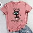 thumbnail image 1 of Women Everything Is Fine Funny Cat Short Sleeve T-Shirt-Rose Gold L, 1 of 6