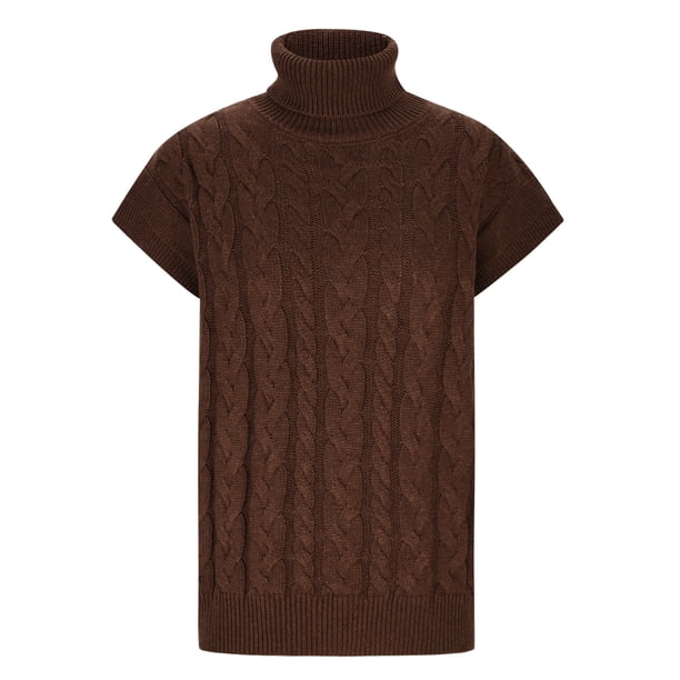 Chaleco de punto sin mangas de moda otoño e invierno suéter suelto de cuello alto para mujer