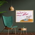 thumbnail image 2 of Coffee Time Wall Art with Frame, Cartoon of Japanese Spring Cherry Blossom Branches and Drink Cup Print, Printed Fabric Poster for Bathroom Living Room, 35" x 23", Multicolor, by Ambesonne, 2 of 2