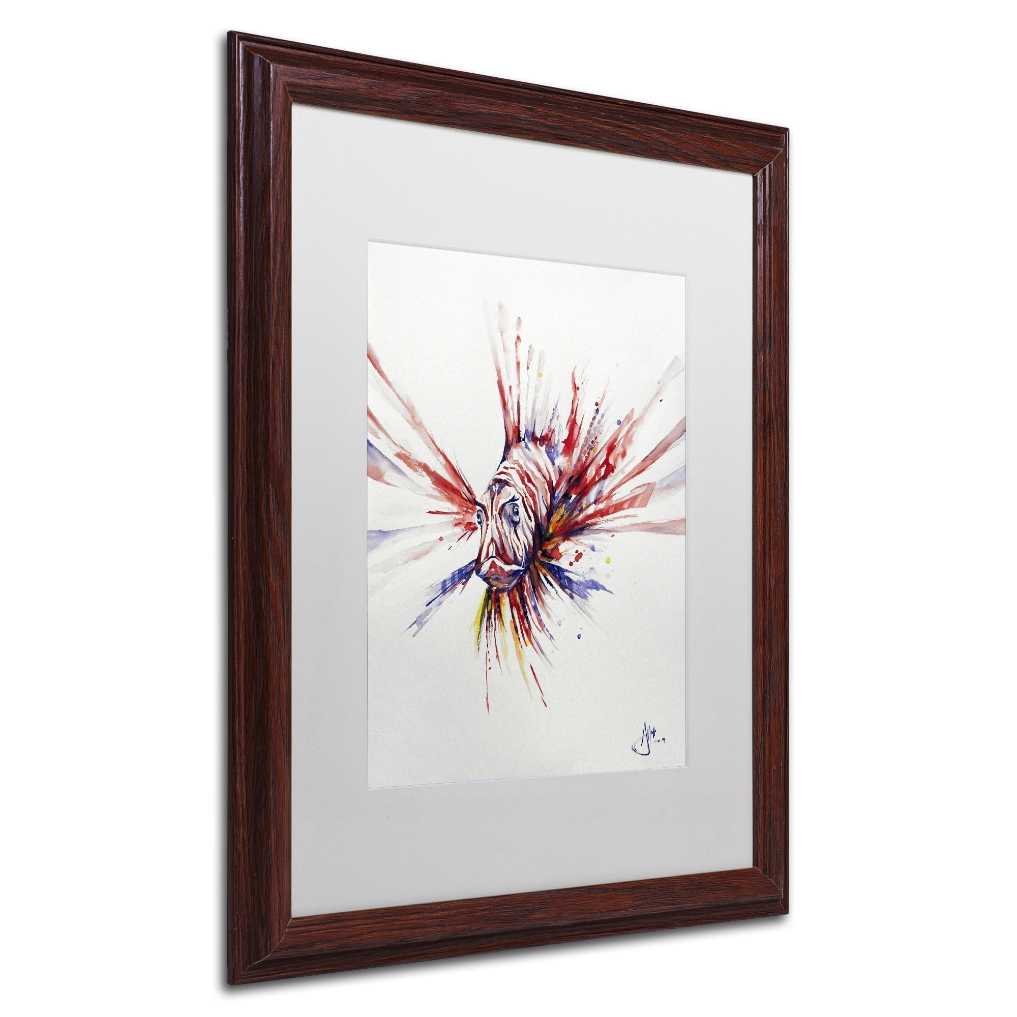Trademark Fine Art 'Pterois' Canvas Art by Marc Allante, White Matte, Wood Frame