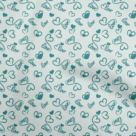 oneOone Cotton Poplin Teal Blue Fabric Valentine Love Heart Sewing Fabric By The Yard Printed Diy Clothing Sewing Supplies 42 Inch Wide