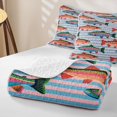 thumbnail image 4 of Manfei Cartoon Trout Twin Quilt Set, Stripe Background Twin Coverlet Set, Blue Pink Orange, 2pcs, 1 Bedspread and 1 Pillowcase, 4 of 7