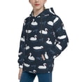 thumbnail image 2 of Uemuo Cartoon Swan Pattern Hooded Sweatshirt for Youth Pullover with Kangaroo Pocket Trendy youth sweatshirt Casual Hoodie for Boys and Girls-Small, 2 of 6