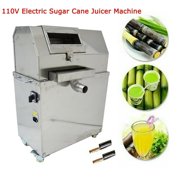 PreAsion Stainless Steel Electric Sugar Cane Ginger Press Juicer 3 Rolls Sugarcane Extractor 110V