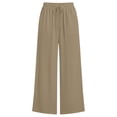 thumbnail image 4 of Zynoxe Wide Leg Pants for Women Trendy Breathable Elastic Waist Drawstring Lounge Trousers with Pockets Casual Straight Vacation Travel Pants Beige S, 4 of 6