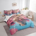 thumbnail image 3 of Homewish Kawaii Capybara 7-Piece Twin Bedding Sets,Lotus Flower Floral Bedding Comforter Set,Pink Brown Blue Sheet Sets For Girls Teens,Microfiber Bedroom Decor Reversible, 3 of 8