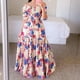 thumbnail image 2 of Vestido a media pierna informal con estampado floral bohemio de verano para mujer, vestido de fiesta en la playa con hombros descubiertos y hombros descubiertos Fridja bnh6826, 2 of 8