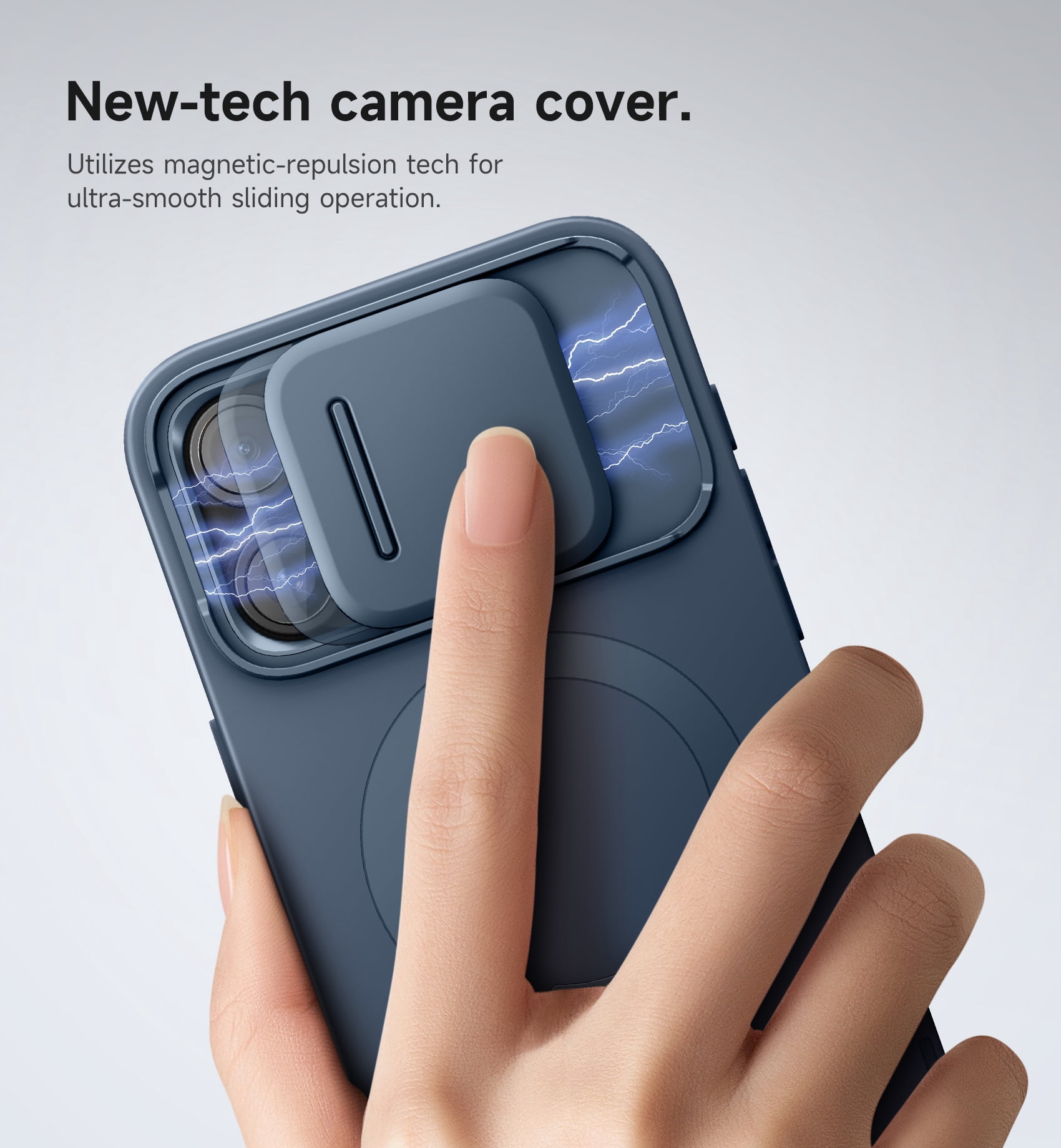 Suritch for iPhone 15 Pro Max Case with Magnetic Camera Slide Cover and Adjustable Kickstand, Compatible with MagSafe, Shockproof Bumper Slim Protective Cover, Blue