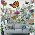 thumbnail image 4 of PIKWEEK  Leaf Butterfly Tapestry Wall Hanging, Sage Green Leaves and Flowers with Butterflies Wall Hanging Tapestry Spring Plant Tapestry for Bedroom Living Room Wall Decor Painting, 4 of 6