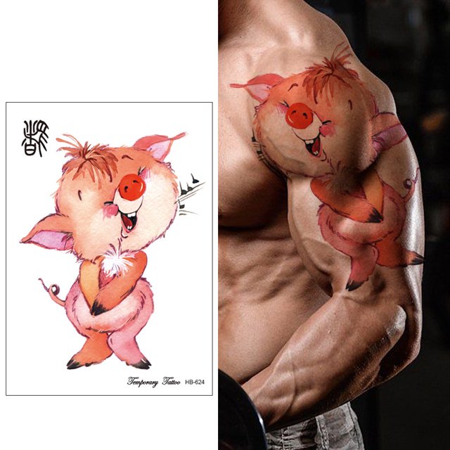 Pegatina de tatuaje de medio brazo, kit de pegatinas de arte animal colorido, búho para hombres y mujeres (A) Likrtyny Libre de BPA
